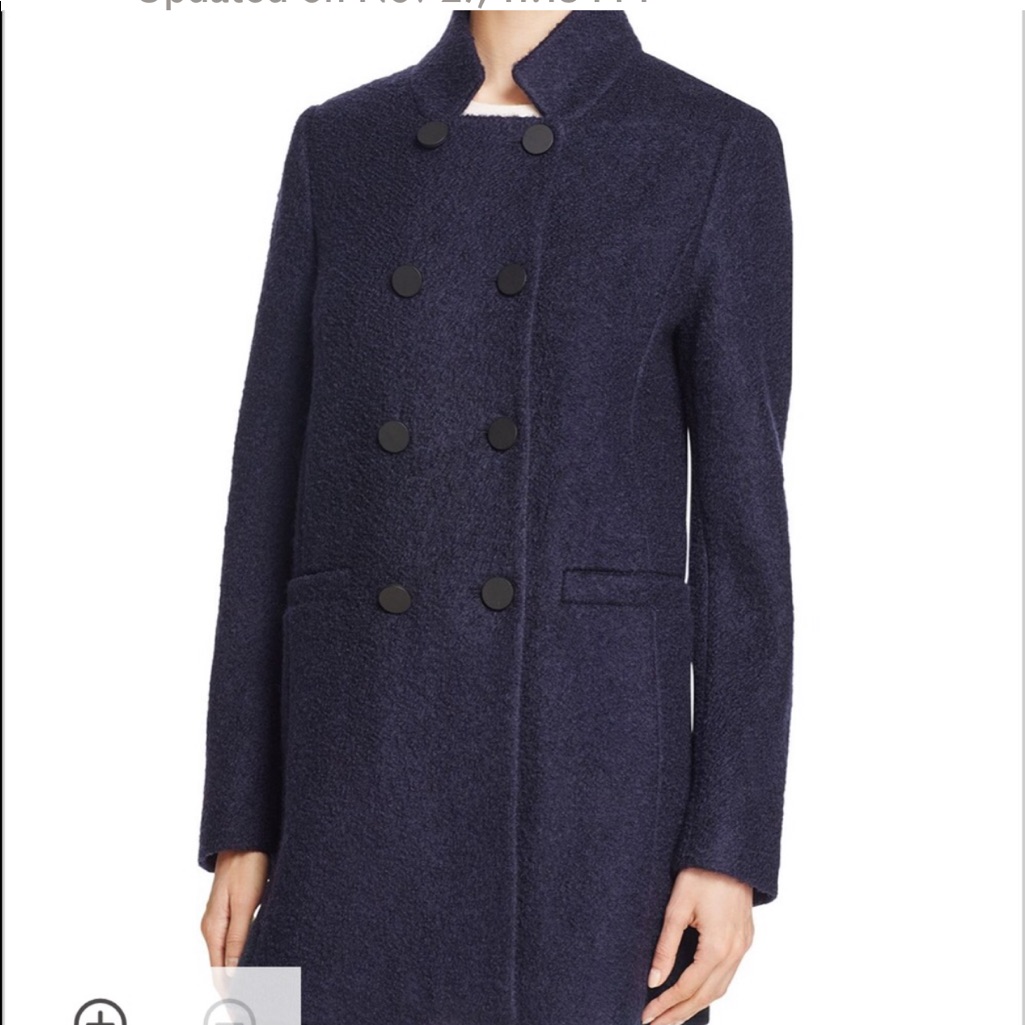 T Tahari Navy Harper Double Breasted Wool Coat